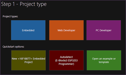New project wizard