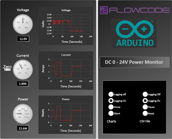 control panel of the power monitor app