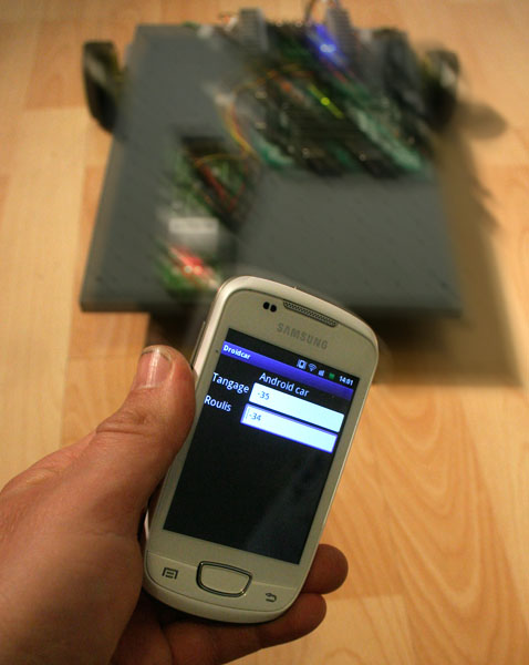 The phone drives the car with its accelerometer