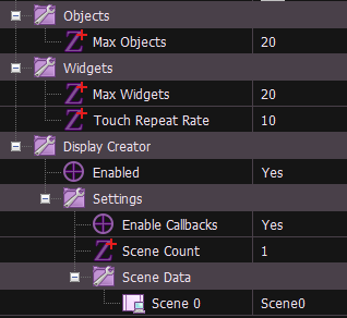 Display Manager - Display Creator properties